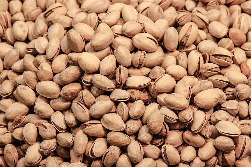 Close-up texture of shelled pistachio nuts