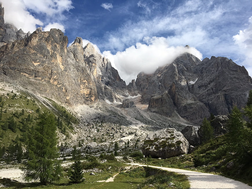 Majestic Dolomites Mountain Landscape with Hiking Trail