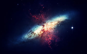 Vibrant Red and Blue Galaxy in Deep Space