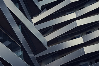Abstract Modern Architecture with Diagonal Balconies and Glass