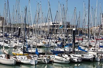 Crowded marina with sailboats in Blankenberge, Belgium