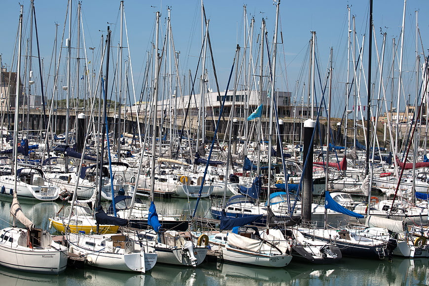 Crowded marina with sailboats in Blankenberge, Belgium