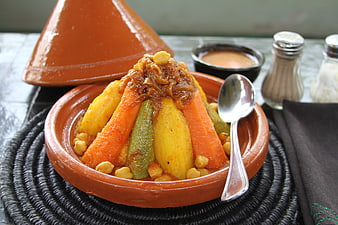 Traditional Moroccan Vegetable Tagine with Chickpeas and Carrots
