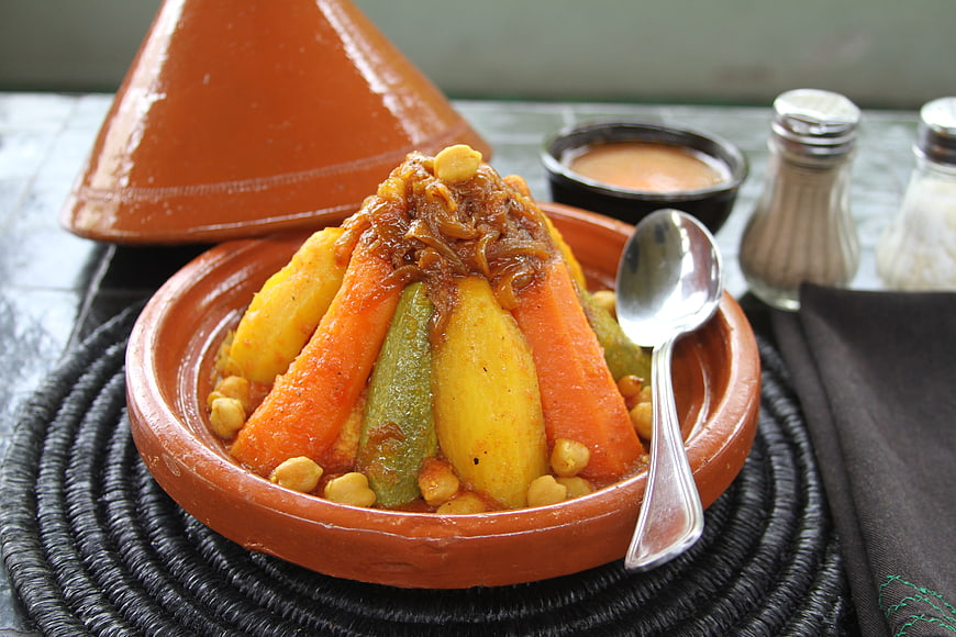 Traditional Moroccan Vegetable Tagine with Chickpeas and Carrots
