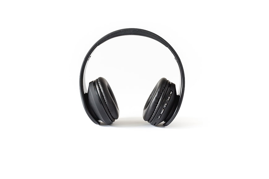 Black Wireless Headphones Isolated on White Background