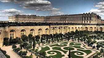 Versailles Palace Garden View With Ornamental Topiary And Arches