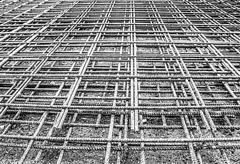 High Contrast Black And White Steel Rebar Grid Construction Foundation