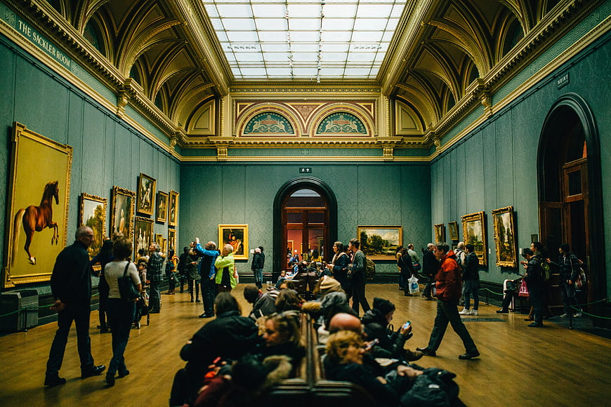 Visitors exploring the Sackler Room at the National Gallery