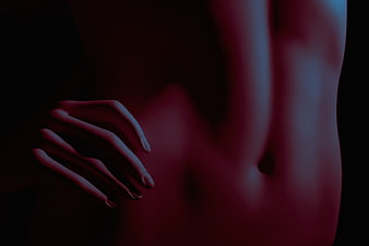 Artistic Nude Photography of Female Torso with Neon Lighting
