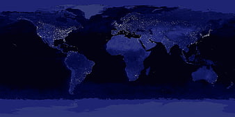 World Map at Night with City Lights and Global Connectivity