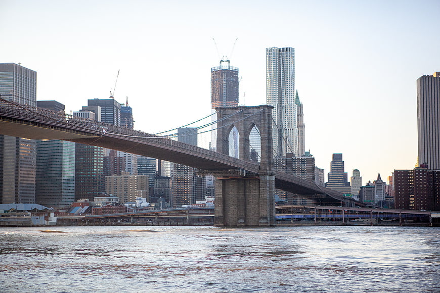 Brooklyn Bridge Skyline View Over East River