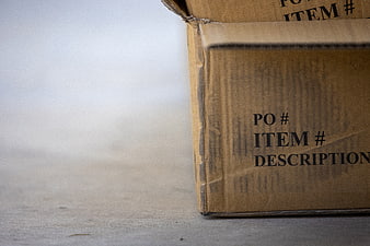 Close-up of cardboard shipping box with copy space