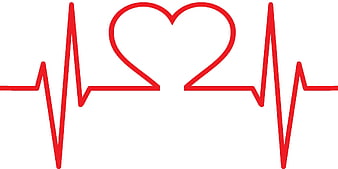 Red ECG Heartbeat Line Forming Heart Shape on White Background
