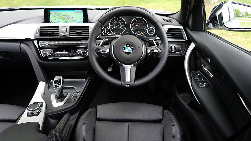 BMW car interior dashboard and steering wheel