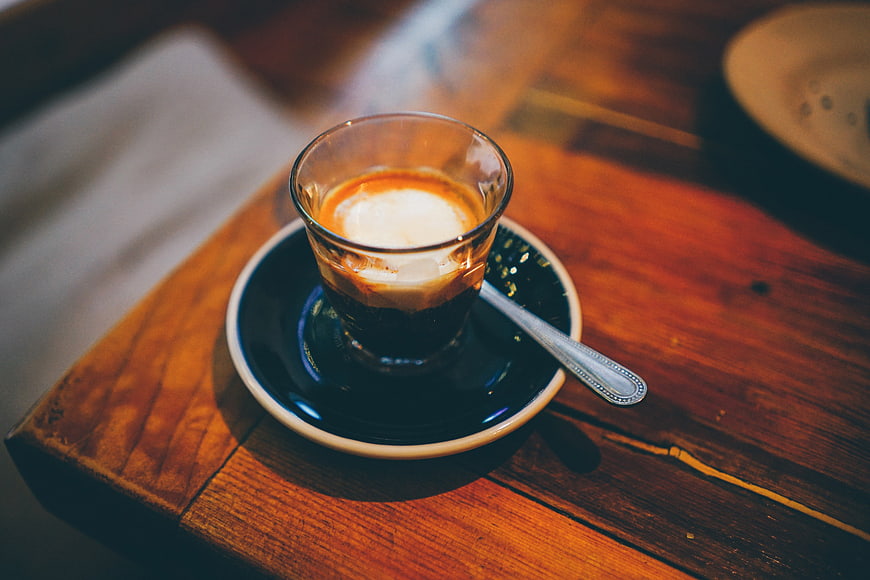 Espresso Coffee Cup on Rustic Wooden Table