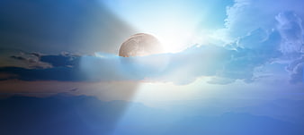 Dramatic Solar Eclipse Over Blue Mountain Landscape