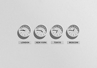Minimalist World Clocks for London, New York, Tokyo, and Moscow