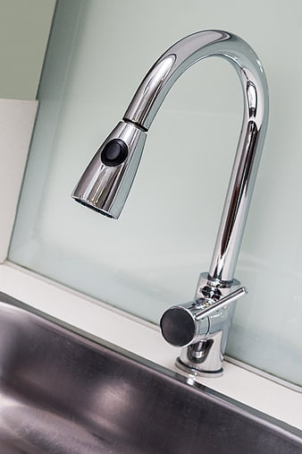 Modern Chrome Kitchen Faucet Close-Up