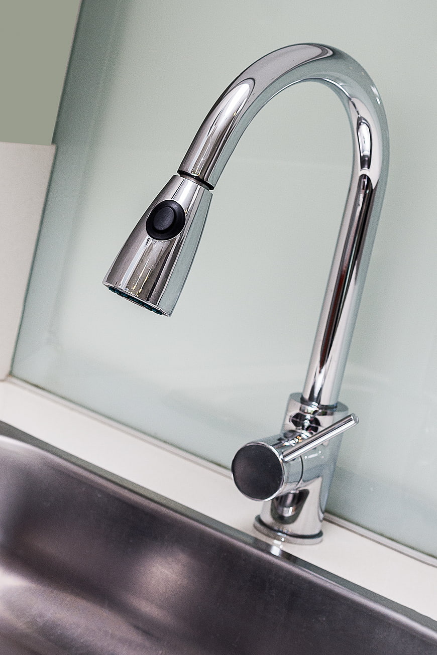 Modern Chrome Kitchen Faucet Close-Up