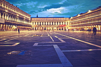 Piazza San Marco Venice Italy Night Architecture