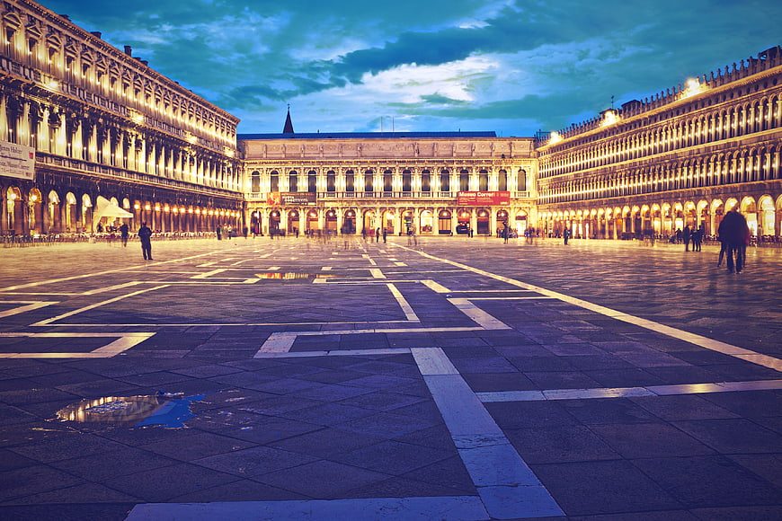 Piazza San Marco Venice Italy Night Architecture