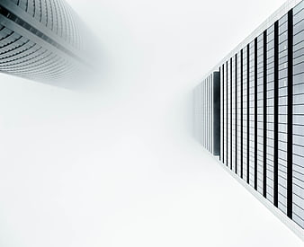 Modern Skyscrapers in Thick White Fog