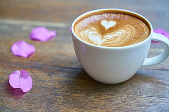 Cappuccino with Heart Latte Art and Rose Petals