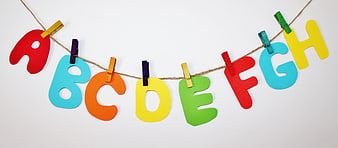 Colorful Alphabet Letters Hanging on Clothesline