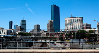 Boston Skyline View from Bridge with Skyscrapers