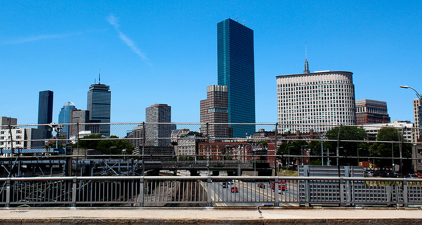 Boston Skyline View from Bridge with Skyscrapers