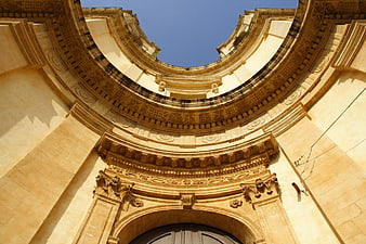 Low Angle View of Ornate Baroque Stone Archway