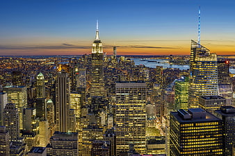 New York City Skyline at Sunset with Empire State Building