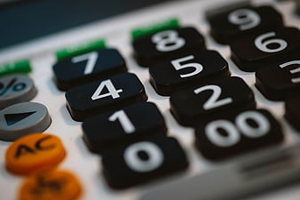 Close-up of calculator keypad with shallow depth of field