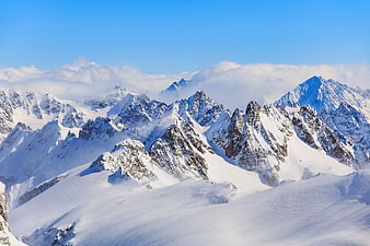 Majestic Snow-Covered Mountain Peaks in the Swiss Alps