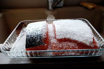 Salmon Fillets Covered in Salt for Curing