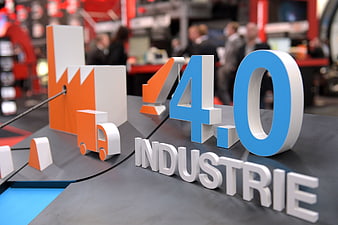 3D Industry 4.0 Model With Bar Chart And Truck At Trade Show