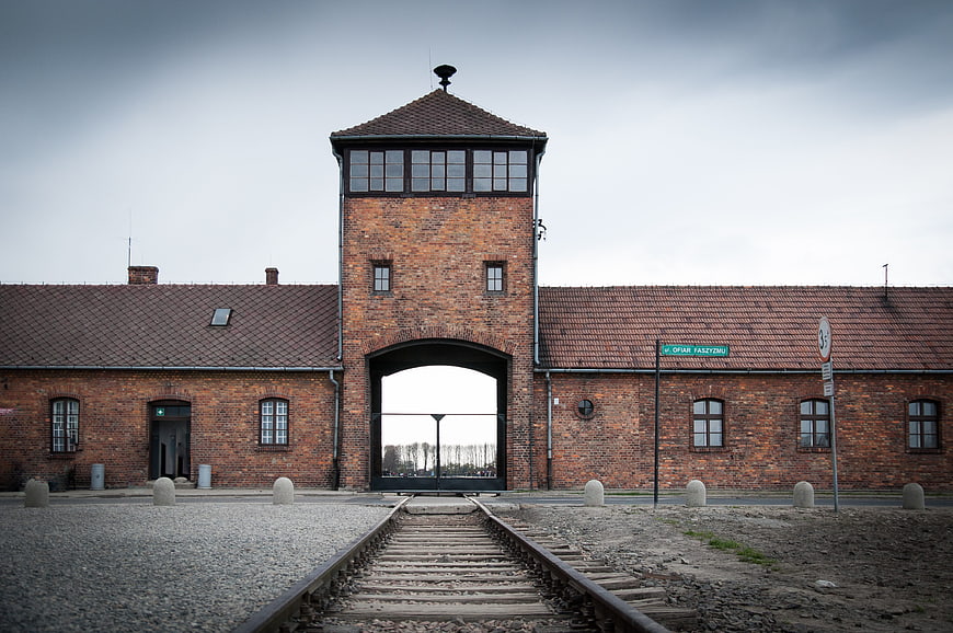 Auschwitz-Birkenau Main Gate and Railway Tracks Memorial