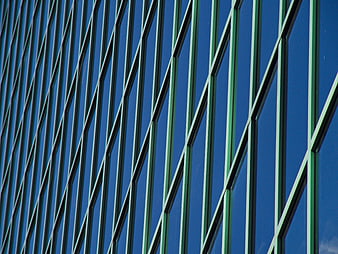 Abstract Green Glass Building Facade Pattern