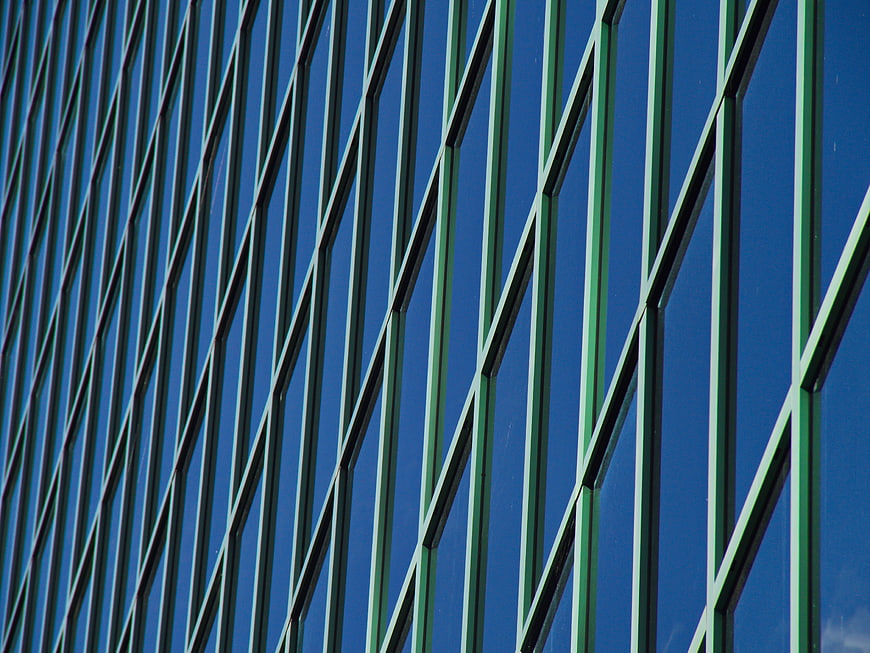 Abstract Green Glass Building Facade Pattern