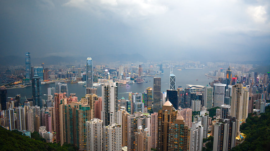 Hong Kong Cityscape Skyline View From Victoria Peak