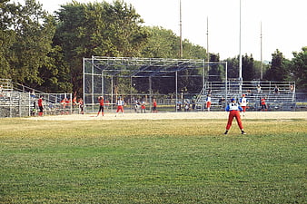Softball game in progress on a sunny day