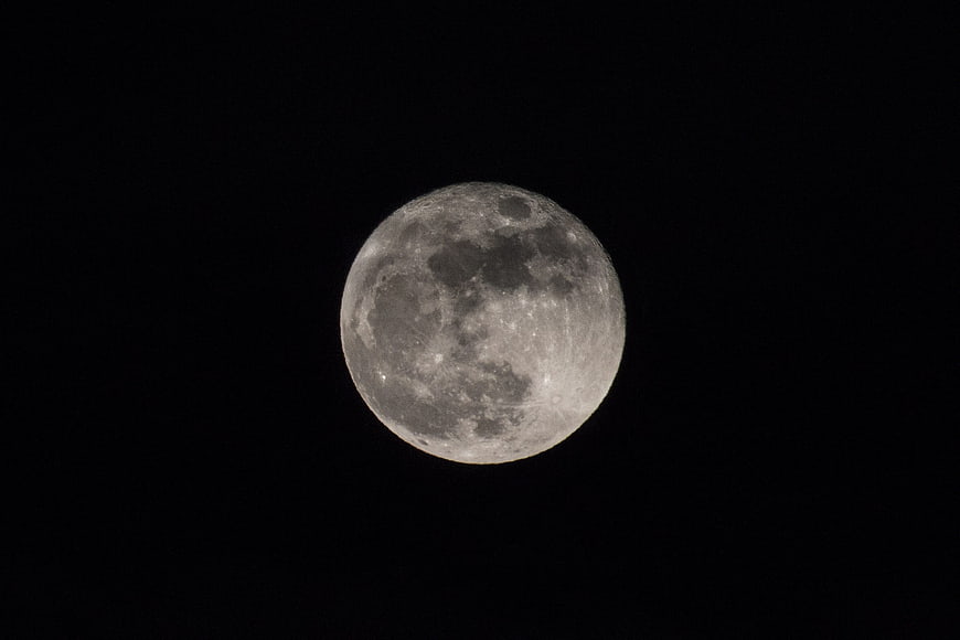 Full Moon Against Black Night Sky