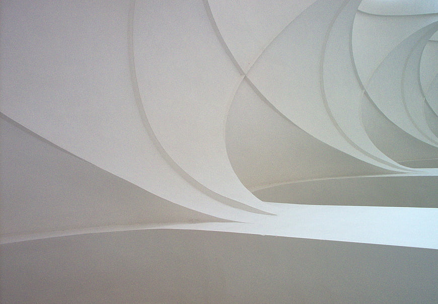 Abstract White Curved Architectural Ceiling Detail