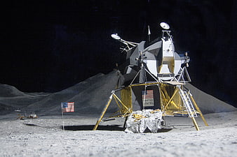Apollo Lunar Module Model on Moon Surface