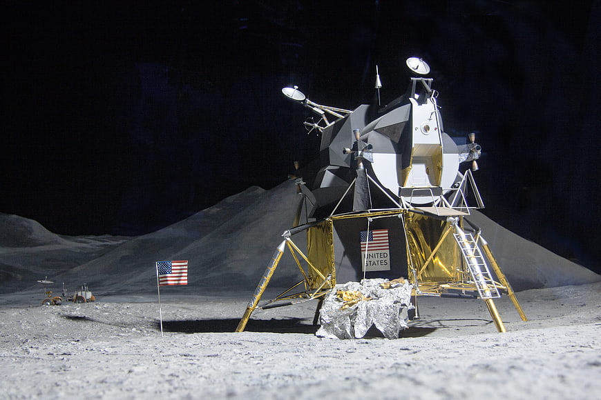 Apollo Lunar Module Model on Moon Surface