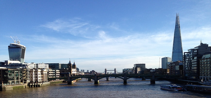 Panoramic View of London Skyline with The Shard and River Thames
