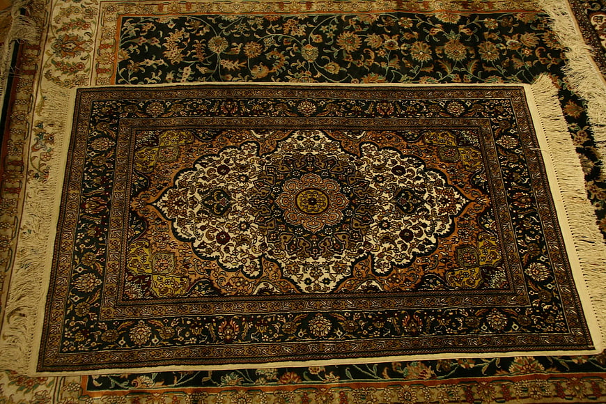 Traditional Persian Carpet With Intricate Floral Medallion Pattern