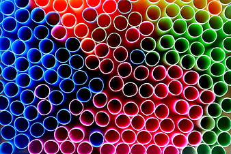 Colorful circular tube pattern with vibrant blue, red, and green gradients