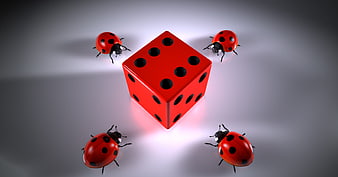 Red Dice and Ladybugs 3D Render Concept