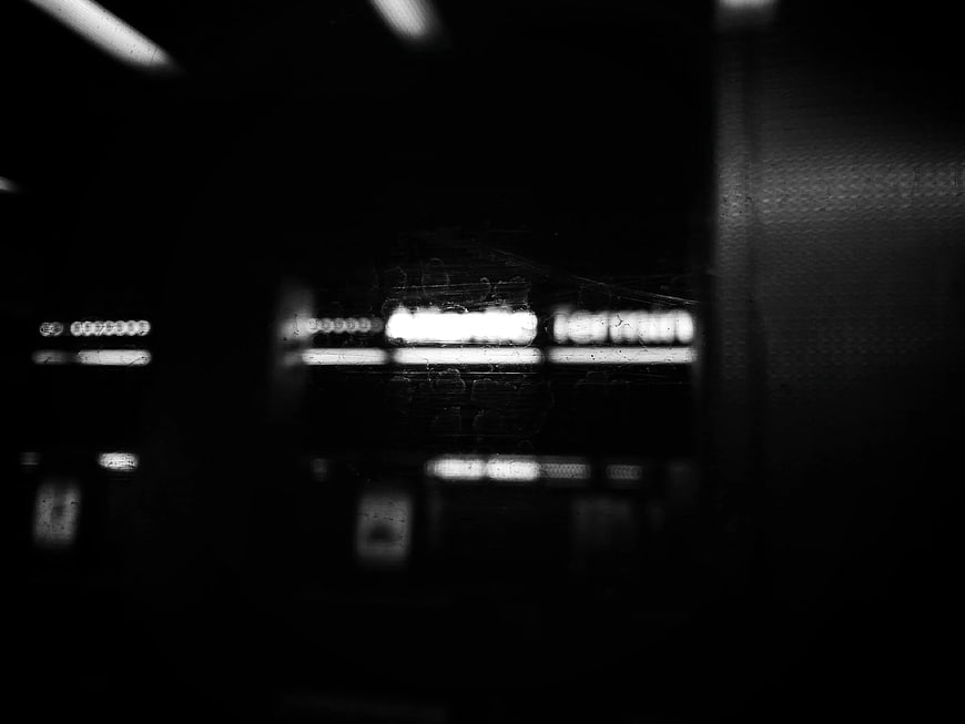 Abstract Black and White Blurred City Lights at Night